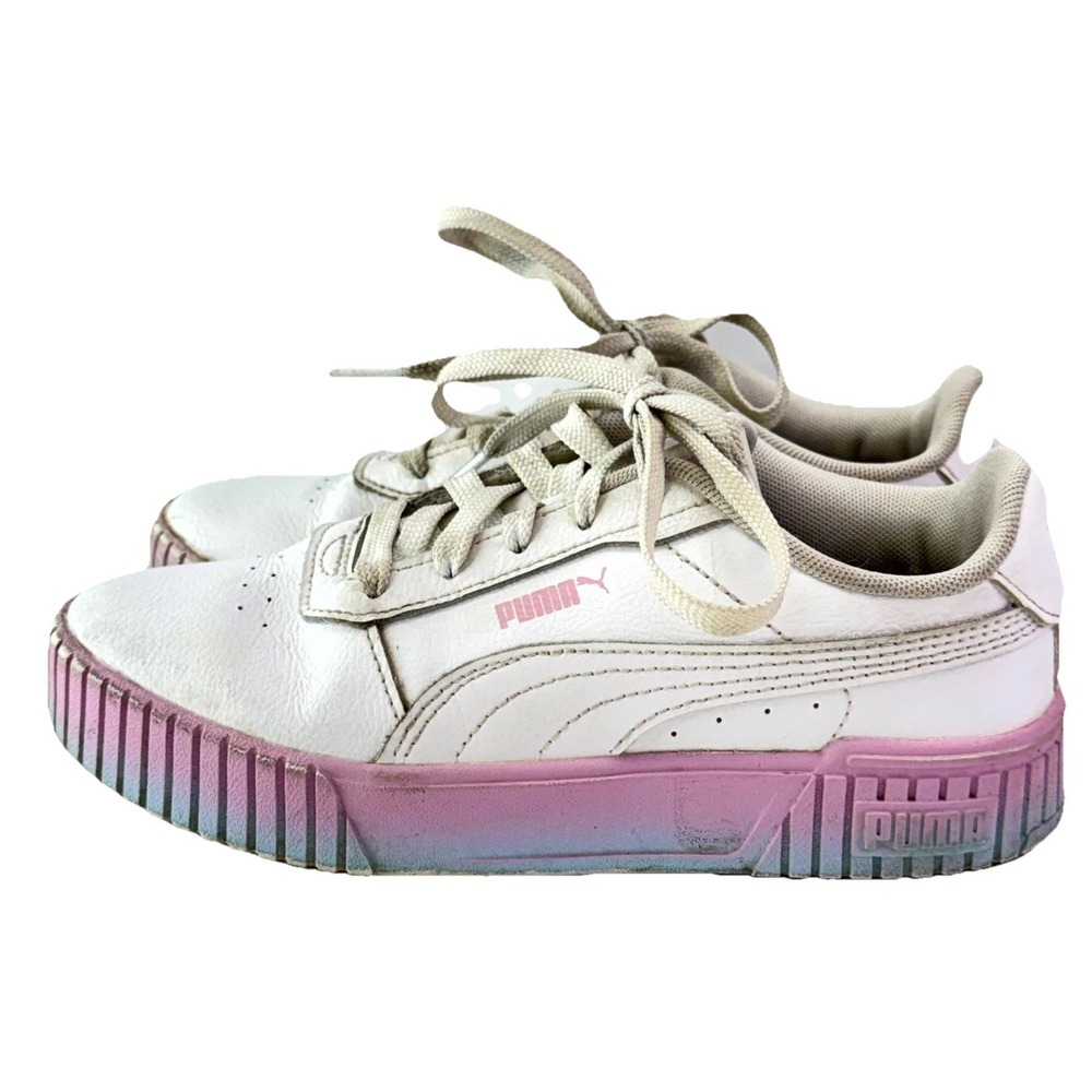 Puma Carina 2.0 Gradient Platform Sneakers Kids Size 3C White Leather Low Top